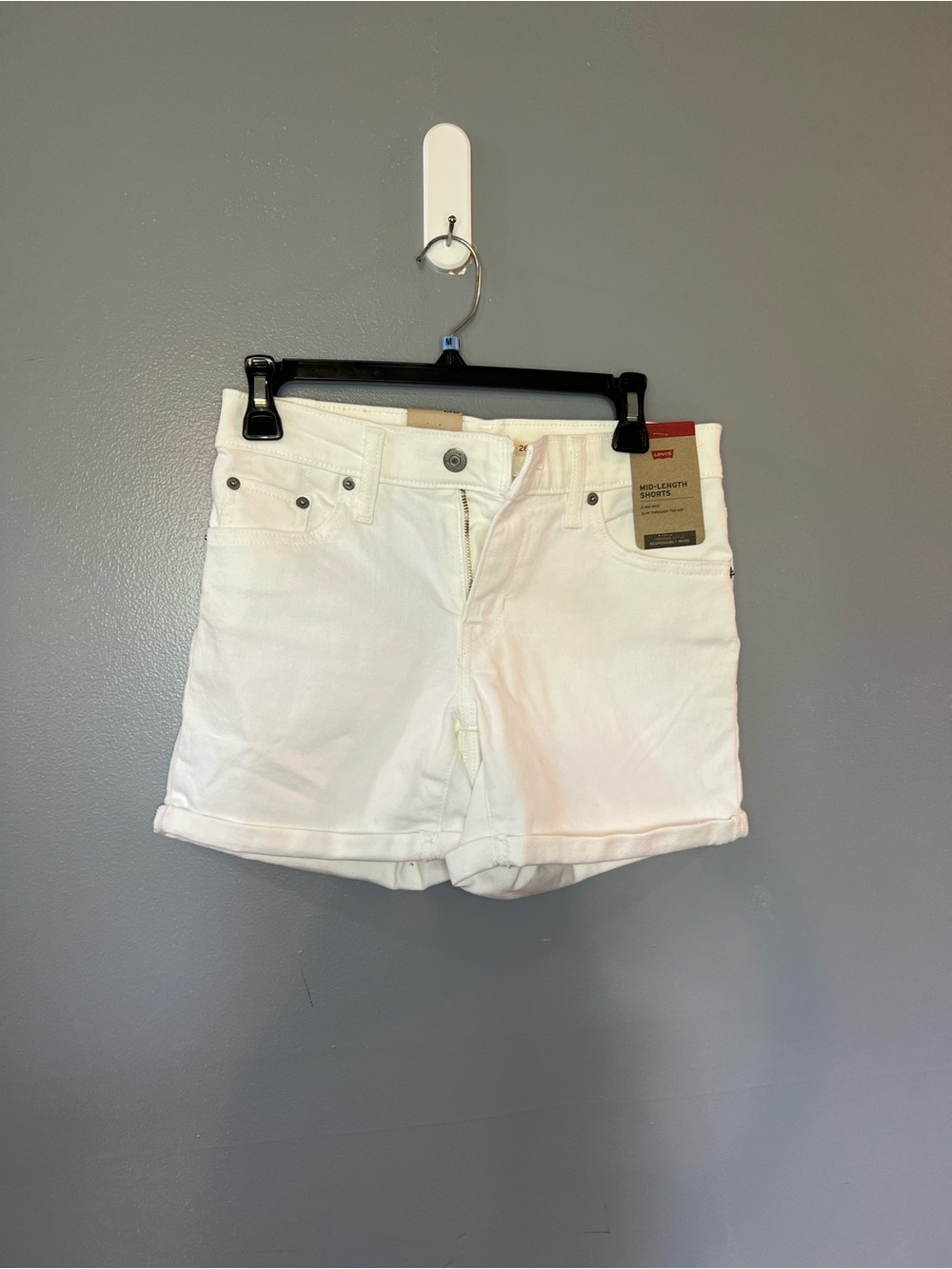 Levi's White Denim Roll-Hem Shorts NWT